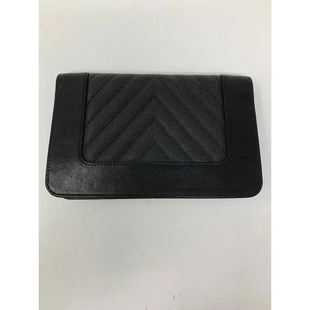 Chanel Chevron Mademoiselle Wallet On Chain Black Caviar Leather